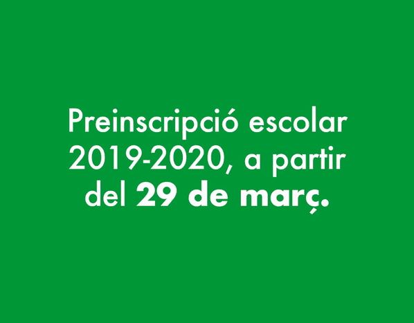 Preinscripció i matriculació per al curs 2019-2020